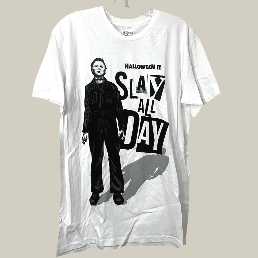 Halloween II Short Sleeve T Shirt Michael Myers Slay All Day Mens Medium NWOT